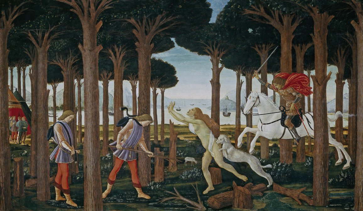 サンドロ・ボッティチェッリ　「ナスタジオ・デリ・オネスティの物語 第一場面」　1483　